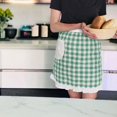 thumbnail image 3 of 2 Checkered Aprons, Handmade Checkered Apron with Pocket, Half Waist, Green and Black, 3 of 5