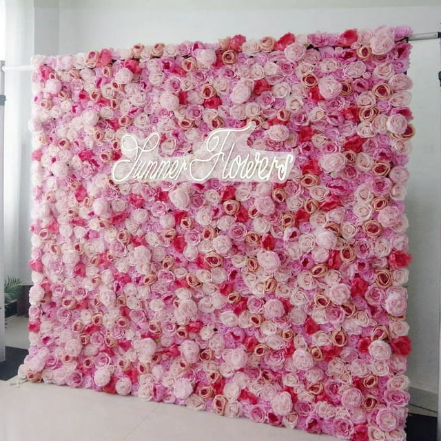 MesaSe Handmade Roll-Up Fabric Flower Wall Artificial Flower Wall Backdrop Panels 1.15ftx1.15ft Rose Wedding Backdrop 3D Flower Wall Backdrop for Party Baby Shower Bridal Wedding Backgro
