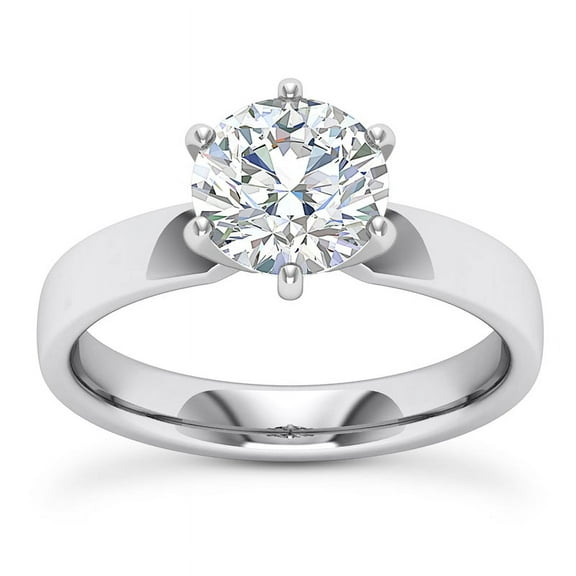 Kiva Jewel 1.77 Ct Round Cut Moissanite Engagement Ring for Women's - 14K White Gold Plated Solitaire Design Ring - Elegant Proposal Ring - Great for Celebrating Love and Commitment