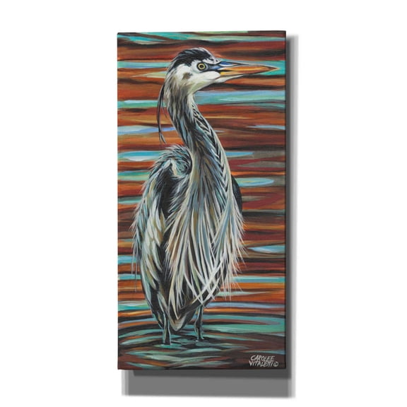 Epic Graffiti 'Watchful Heron I' by Carolee Vitaletti, Canvas Wall Art, 12"x24"
