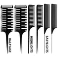 thumbnail image 1 of 6 Pieces Highlighting Weaving Comb Dyeing Hair Comb Weaving Sectioning Foiling Comb Rat Tail Styling Hair Dyeing Combs for Highlights Foiling Balayage Hair Coloring, 1 of 5