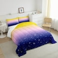 thumbnail image 4 of Christmas Themed Bedding Blue Purple Yellow Gradient Comforter Set 2 Piece Happy New Year Xmas Bedding Comforter Sets Merry Christmas Duvet Insert Winter Themed Quilt Twin Size, 4 of 6