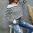 thumbnail image 6 of Baikeli Fall Outfits For Women 2024, Women's Striped Knitted Sweater Recreational Long Sleeves Stand Collar Buttons Pullover Sweater Jersey Mujer Manga Larga, 6 of 6