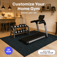 0.56in Thick 48 Sq Ft Exercise Mats 12 Tiles Upgraded Rubber Top With ...