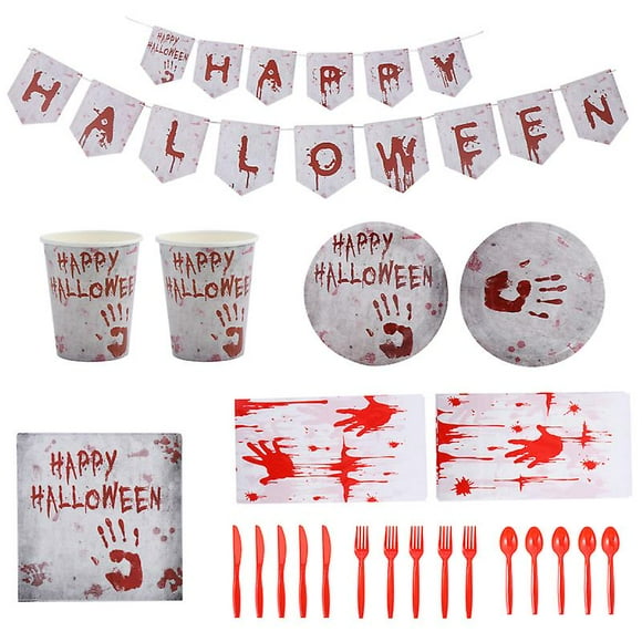 1 juego de vajilla sangrienta de Halloween para decoraciones de Halloween
