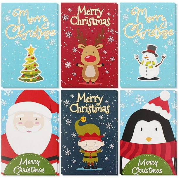 36Pack Merry Christmas Greeting Cards Bulk Box Set Winter Holiday