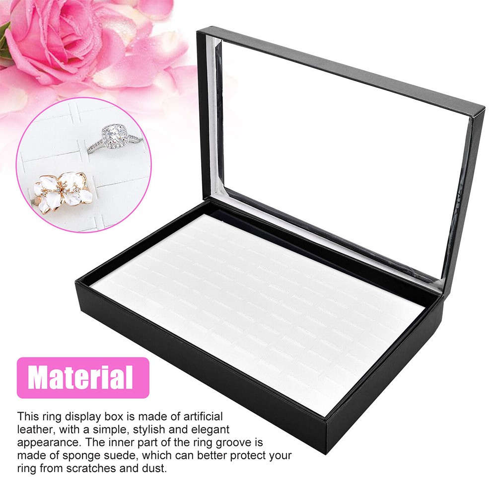 Novel Box 8-Slot Continuous Ring Tray – Velvet Jewelry Display Organizer, 14.75x8.25 Inches