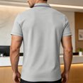 thumbnail image 3 of Men Polos Shirt Short Sleeve V Neck Lapel Vintage T Shirts Causal Loose Fashion Breathable Golf Tees (XL, Gray), 3 of 8
