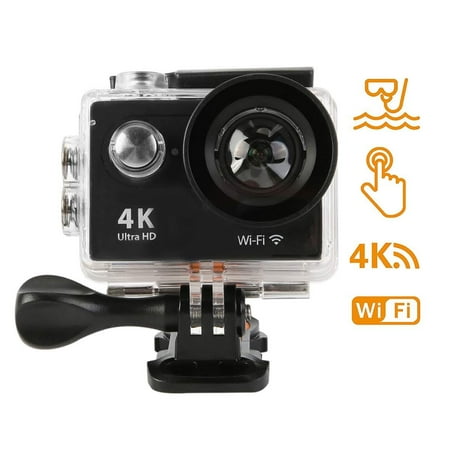 Action Camera 4K WiFi Ultra HD Underwater Waterproof 30M Sports Camcorder with 170° EIS Sensor, 2 Upgraded Batteries, Portable Carrying Bag