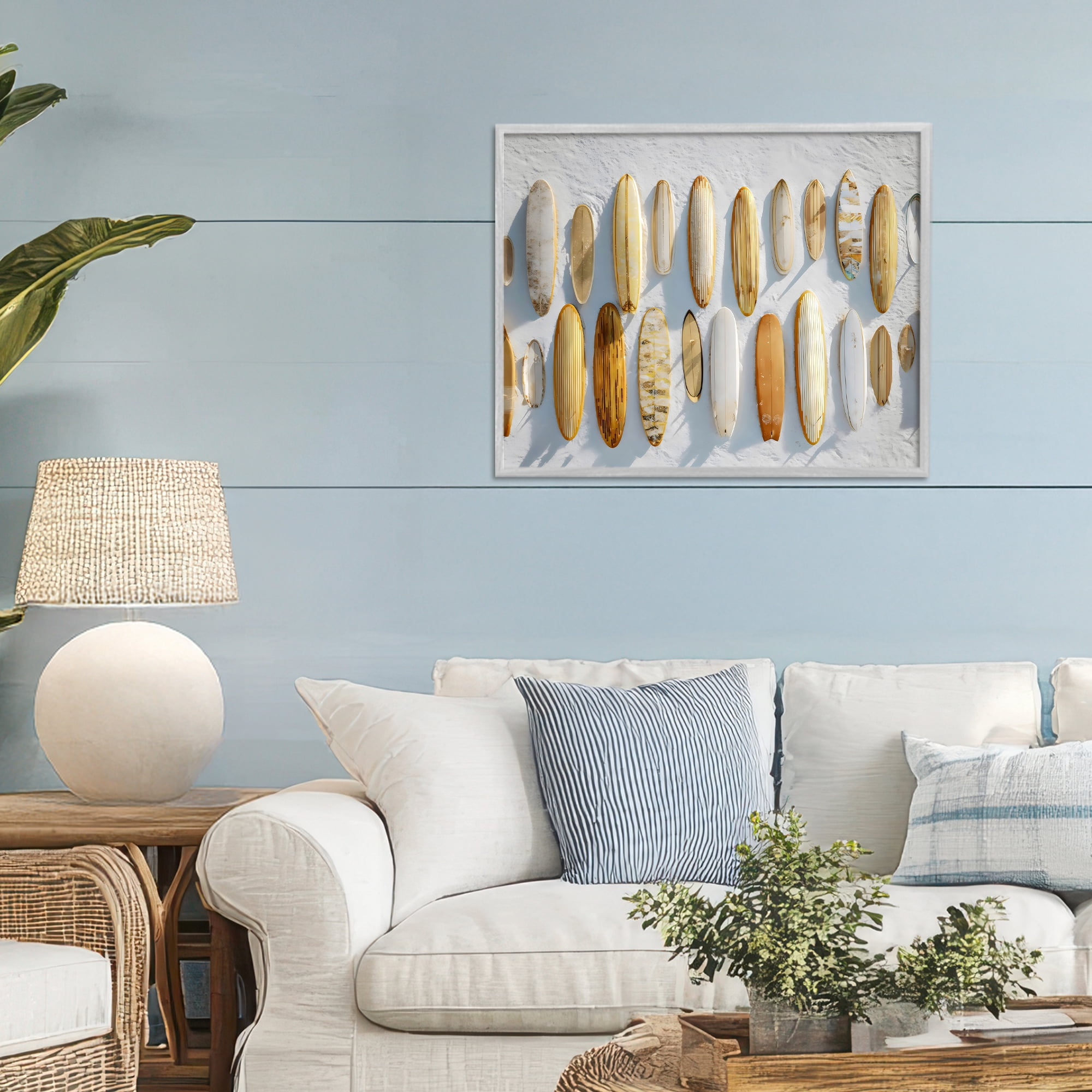 Stupell Industries Vintage Surfboard Collection Gray Framed Giclee Art, design by Franklyn Gregory