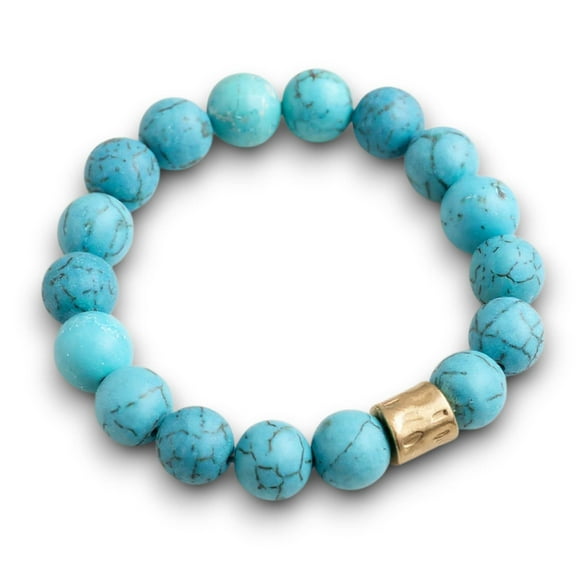 Sky Blue Howlite Genuine Semi Precious Beaded Stretch Bracelet 12mm Natural Gemstone Jewelry