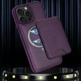 thumbnail image 2 of for iPhone 14 Back Case with Detachable Magnetic Card Bag, Classic PU Leather Kickstand Ultra Slim Shockproof Protective Anti-slip Business Phone Case for iPhone 14, Darkpurple, 2 of 11