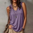 thumbnail image 2 of Qiopertar Womens Tank Tops Hooded V Neck Sleeveless Casual Loose Flowy Lightweight Soft Summer Tops, Purple 3XL, 2 of 7
