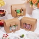 thumbnail image 5 of Paquete de 20 bolsas de regalo de papel kraft con base, 15 x 9 x 12 cm (5,9 x 3,5 x 4,7 pulgadas), caja BurlyWood para cupcakes y galletas con ventana transparente y asa, 5 of 6