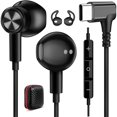 thumbnail image 1 of wonima11 Wired USBC Headphones, 90° Angled Plug in USB C Ear Buds Magnetic Wire Earbuds Corded Earphones for Apple iPhone 17 16 15 Air for Samsung Galaxy S25 Ultra Pixel Android Laptop Computer Black, 1 of 1