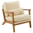thumbnail image 2 of WangbujianwangAccent Chair Wide Armrest Mid-Century Lounge Chair Teddy Fleece Armchair with Lumbar Pillow & Solid Wood Frame for Living Room, Bedroom, Balcony,Khaki, 2 of 4