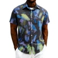 thumbnail image 3 of oelaio Men Floral Shirt Short Sleeve Button Down Flower Shirt Summer Beach Hawaiian Shirt Gray M, 3 of 8