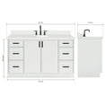 thumbnail image 3 of Ariel Kelly 61 Inch Single Oval Sink Bathroom Vanity With Pure White Quartz Countertop 1.5 Inch Edge In White, 3 of 12