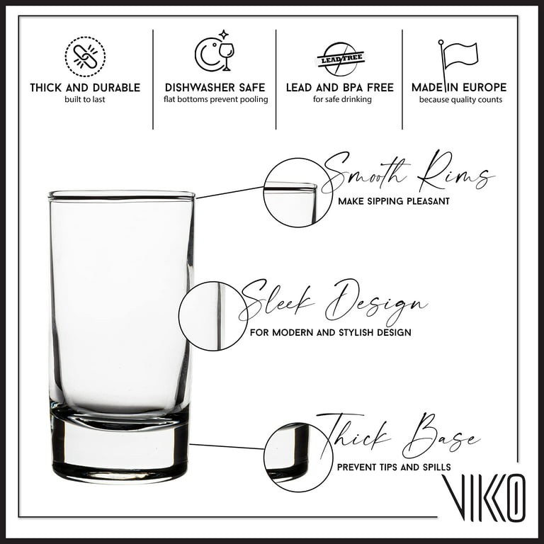 Vikko 14 Ounce Drinking Glasses: Thick and Durable Kitchen Glasses - Large Dishwasher Safe Glass Tumbler - Heavy Duty Cups for Water, Juice, Milk