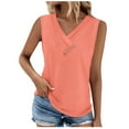 thumbnail image 2 of Njagoc3 Womens Summer V - Neck Sleeveless Top, Coral, Loose Fit, Breathable Fabric, Casual Daily & Weekend Outing, Versatile Tank Top, 2 of 6