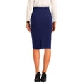 thumbnail image 3 of INSPIRE CHIC Women's High Waist Ruched Pencil Skirt Bow Detail Back Slit Midi Bodycon Skirt S Dark Blue, 3 of 6