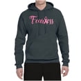 thumbnail image 2 of Wild Bobby, Fearless Pink Ribbon Support Warrior Women, Breast Cancer Awareness, Unisex Graphic Hoodie Sweatshirt, Charcoal, Large, 2 of 5