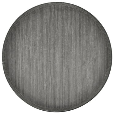 Koyal Wholesale Round Decorative Tray for Kitchen Counter, Faux Wood, Gray