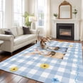thumbnail image 3 of Easter Gnomes Area Rug 5x7 Washable Rug Non Slip Watercolor Eggs Basket Daisy Spring Blue Plaid Large Area Rug Soft Stainresistant Indoor Floor Carpet for Living Room Bedroom Home Office Dining Room, 3 of 8