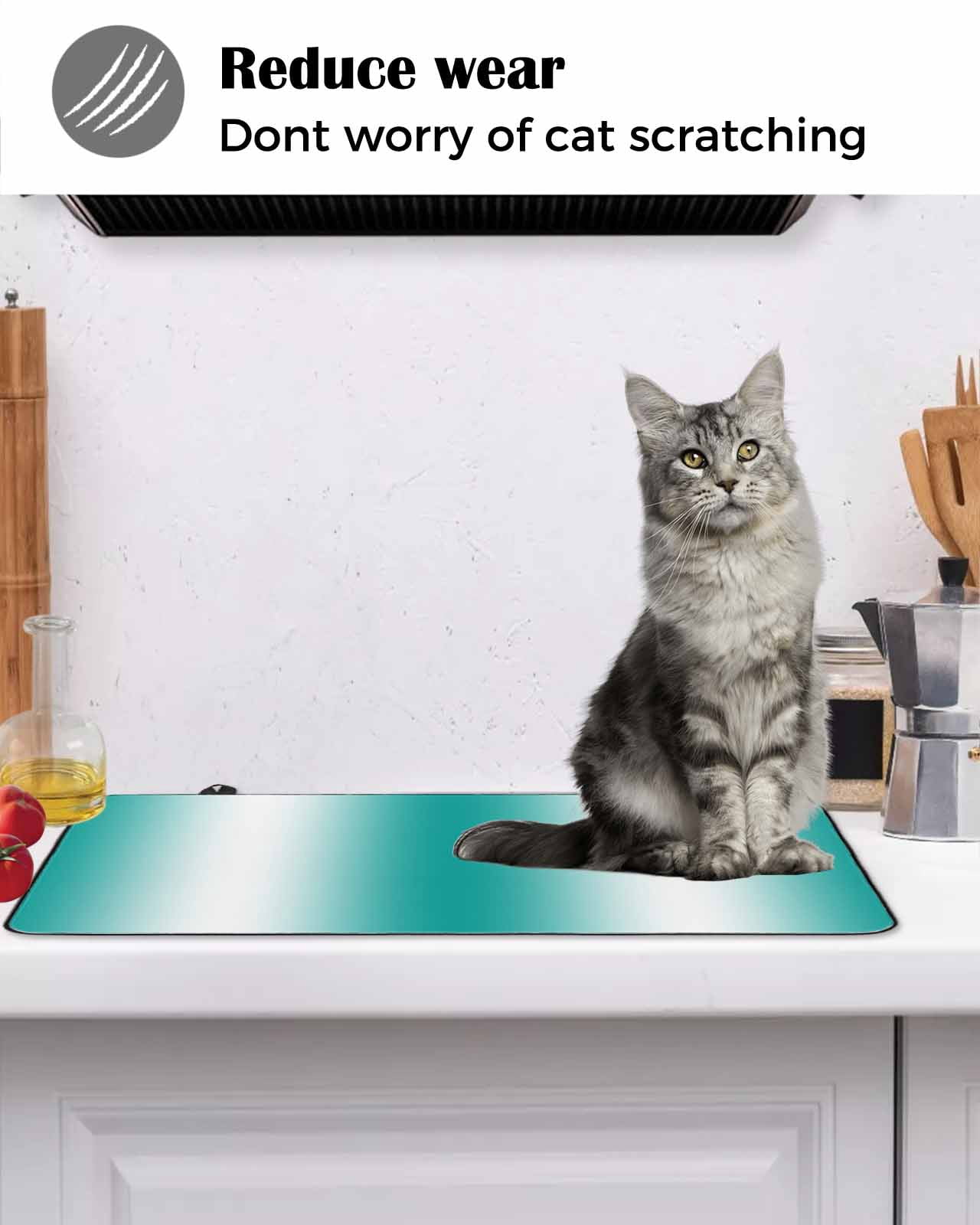 nqOlkjepod Large Induction Cooktop Protector Mat 24"x21", Aqua White Ombre Stove Top Covers for Electric Stove, Gradient Abstract Minimalist Aesthetic Stove Burner Cover Mats, Glass Top Stove Cover