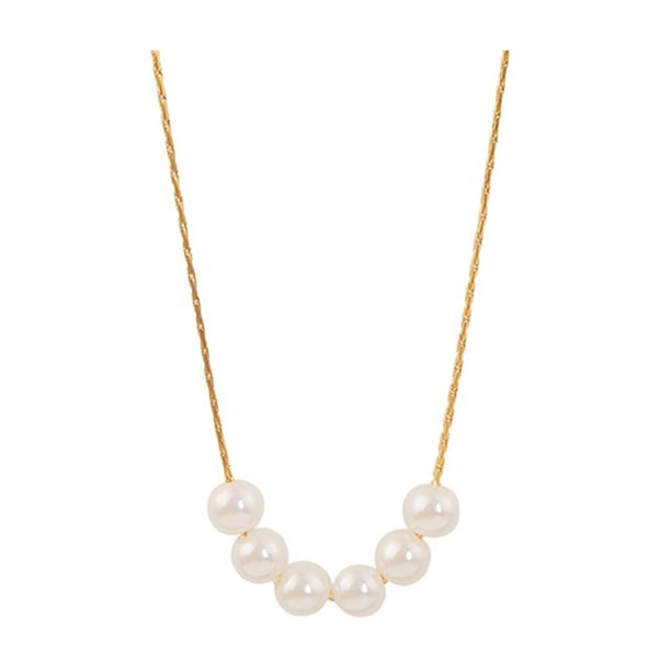 Collar de perlas de imitación, collar de perlas simuladas, collar de perlas falsas para mujer