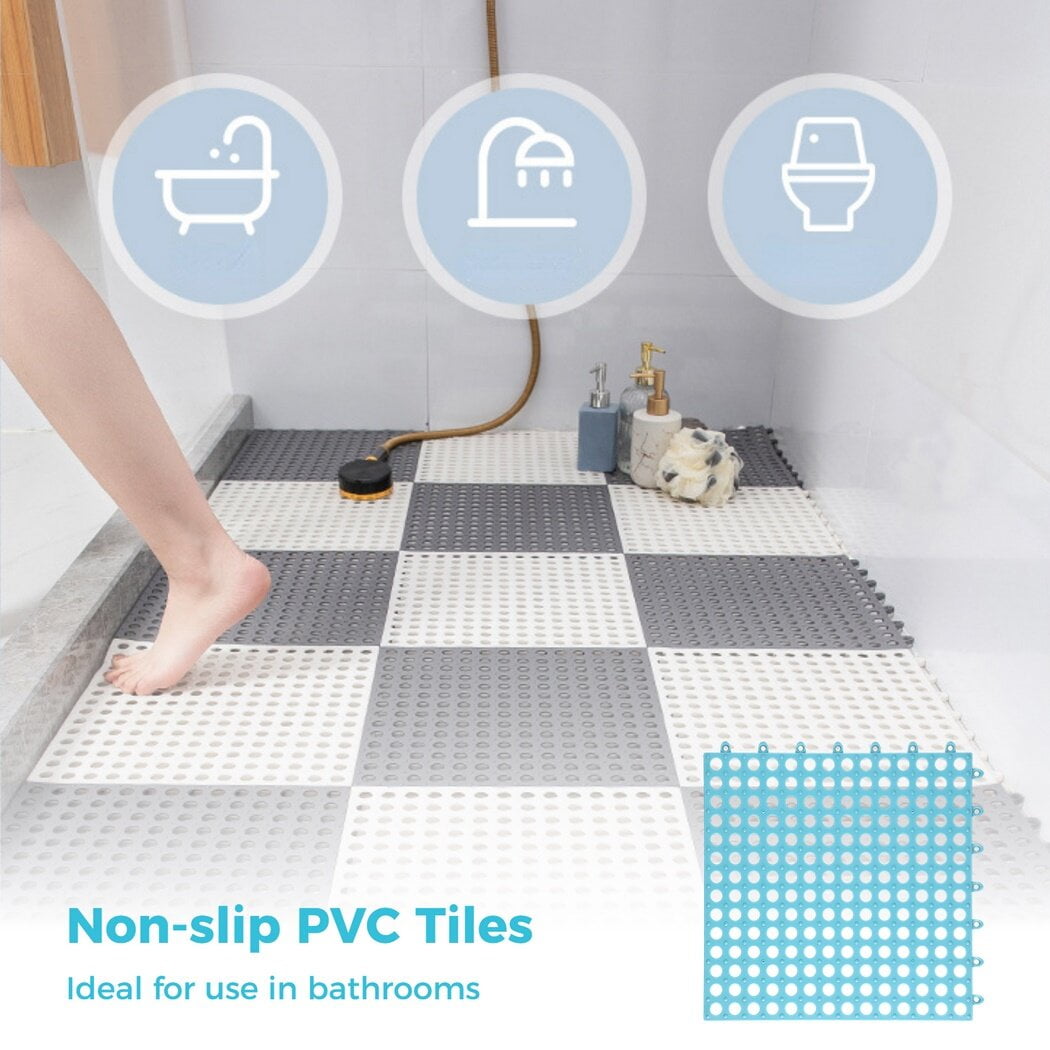 JSSSM Bathroom Mat Non-Slip PVC Interlocking Floor Tiles 300g/pcs Bathroom  Decorative Mats, for Drainage Deckspool Patiobalconies (Color : Blue, Size