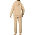 thumbnail image 4 of Bcresic 2 Piece Outfits for Women - Sherpa Fleece Lined Sweatsuits Winter Warm Solid Hoodies and Sweatpants Casual Athletic Matching Outfit(Khaki,XXL), 4 of 6