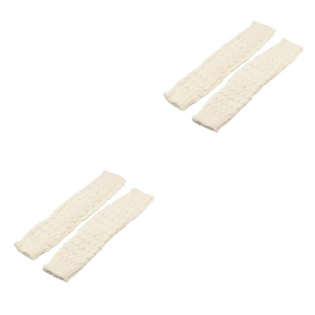 mmirethe Exquisite Craft Leg Warmers Designed To Beautify Curves For Skirts And Combination Fiber Long Socks Knee Socks white 42cm 2Set