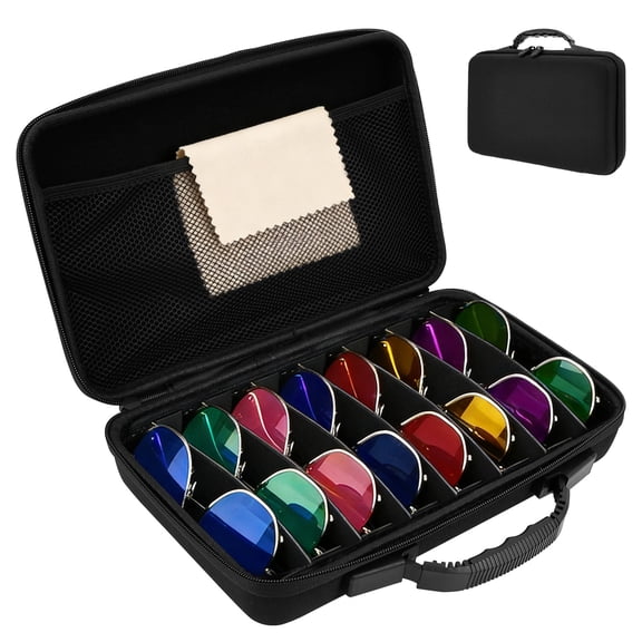 Travel Sunglasses Organizer Case, Multiple Pairs Adjustable Slots Hard Shell, Waterproof Portable Sunglasses Storage for Travel Men Women