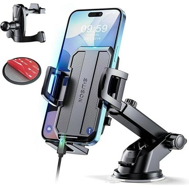 Upgraded 3-in-1 Car Phone Holder Mount [Powerful Suction] Phone Mount for Car Dashboard Air Vent Windshield,for All iPhone Android Phone (Black)