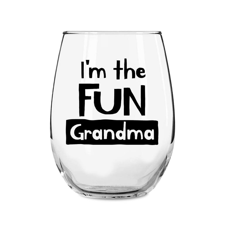 Stemless Wine Glasses for Grandma (15oz) - Funny Wine Glasses for