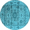 thumbnail image 1 of Ahgly Company Indoor Round Oriental Light Blue Industrial Area Rugs, 8' Round, 1 of 4