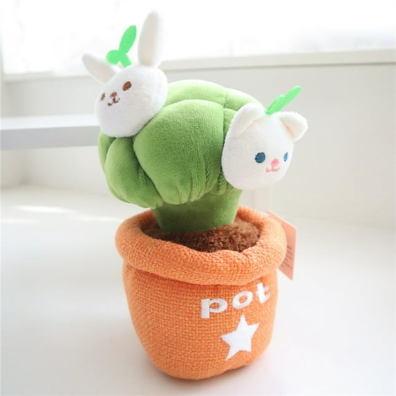 huanledash Succulent Plush Doll Vivid Highly Elastic Super Soft Cartoon Animals Artificial Plant Shape Decorate Anti-deform Potted Plants Succulents Plush Toy Perfect Gift