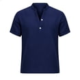 thumbnail image 4 of BSDJILFG Cotton Golf Shirts for Men Linen Breathable Button Up Short Sleeve Slim Fit Pullover Summer Tops, 4 of 6