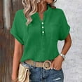 thumbnail image 5 of Htigea Short Sleeve Sweater for Women Summer Business Casual Dressy Outfits Work Tops Lightweight Spring Blouses 2025 Green,S, 5 of 6
