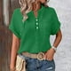 thumbnail image 5 of Top boho,Blusa de manga corta con cuello en V para mujer, color liso, informal, holgada, con bolsillo, tela suave y transpirable para uso diario, sopatenor, 5 of 9