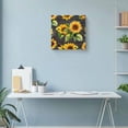 thumbnail image 6 of Canvas Print Wall Art Oil Paintings Summer Blooming Sunflower Leaf Picture Prints Artwork for Living Room Kitchen Bathroom Bedroom,Stretched and Framed Ready to Hang,Floral on Vintage Black, 6 of 9