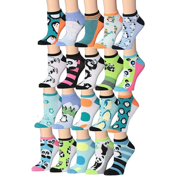 Colorfut Women's 20 Pairs Colorful Patterned Low Cut/No Show Socks WL21B-AB