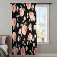 thumbnail image 4 of Peach Sheer Curtains 54" Long, Spring Floral Green Leaf Botanical Pink Fruit Black Light Filering Curtains, Breathable Simi Curtain Privacy Drapes for Kitchen Bathroom Nursery Small Window Treatment, 4 of 9