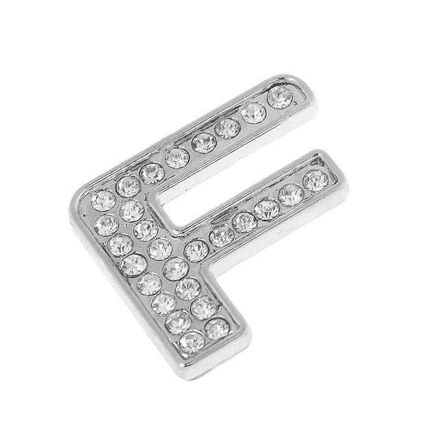 3D DIY Rhinestone Diamante de Número de la Emblema Insignia de Color Plata Decoración Accesorio Decorativo F Colco Emblema de diamantes de imitación de letra