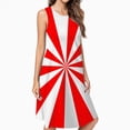 thumbnail image 2 of Aesthetic Red And White Sunburst Casual Sleeveless Loose Sundress Dress For Women Summer Dress Daily Woman, 2 of 4