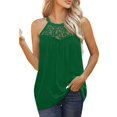 thumbnail image 2 of Playeras,Blusas y Tops,Ropa para Mujer Gráfico camisetas sin mangas para las mujeres Top de camiseta sin mangas plisada de encaje casual para mujer (Green, XL), 2 of 5