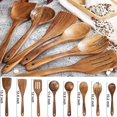 thumbnail image 2 of Cucharas de madera para cocinar, juego de utensilios de cocina antiadherentes, cucharas de madera, juego de utensilios de cocina, utensilios de madera de teca natural que no se ray, 2 of 5