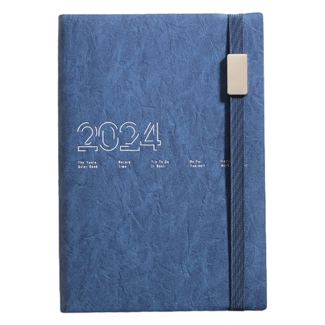 Hukapapa Agenda 2024 A5 - Agenda 365 Días, Días Festivos, Páginas de Contactos y Notas, Funda de Cuero Vegano, Cierre Elástico, 15x21,2 cm, 312 Páginas, Azul Oscuro,