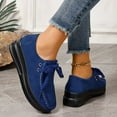 thumbnail image 2 of Women's Casual Suede Dress Shoes Comfortable Platform Wide Toe Box Non Slip Walking Shoes Vintage Lace Up Sneakers Blue Size 8.5, 2 of 5